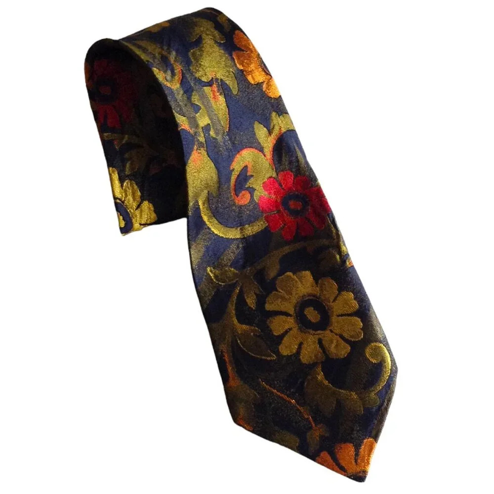 Byblos 100% Silk Men's Necktie Made in Italy Accessories Floral Neck Tie